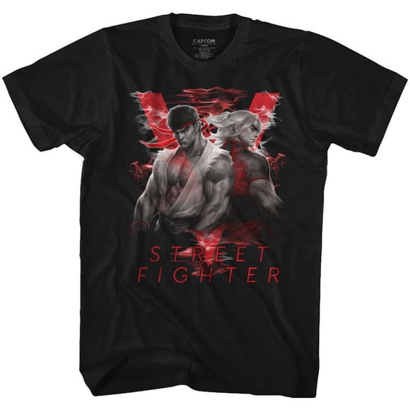 Street Fighter Smoky V Black Adult T-Shirt 4Xl