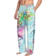 thumbnail image 2 of Balery Dragonfly Floral print Men's Pajama Pants,Ultra Lightweight Pjs,Lounge Pant-Large, 2 of 9