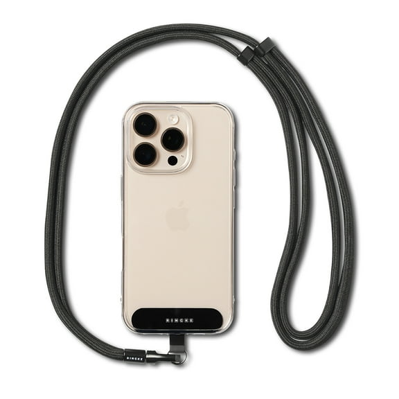 Ringke Holder Link Flow Shoulder Y-Type for Smartphone, Universal Durable Adjustable Crossbody Neck Shoulder Strap with Holder - Calm Black