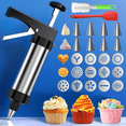 thumbnail image 4 of Cookie Press Set Cooking Making Kit Mold Kit Spritz Cookie Press Baking Tool with 13 Discs 8 Icing Tips for Home Baking, 4 of 6