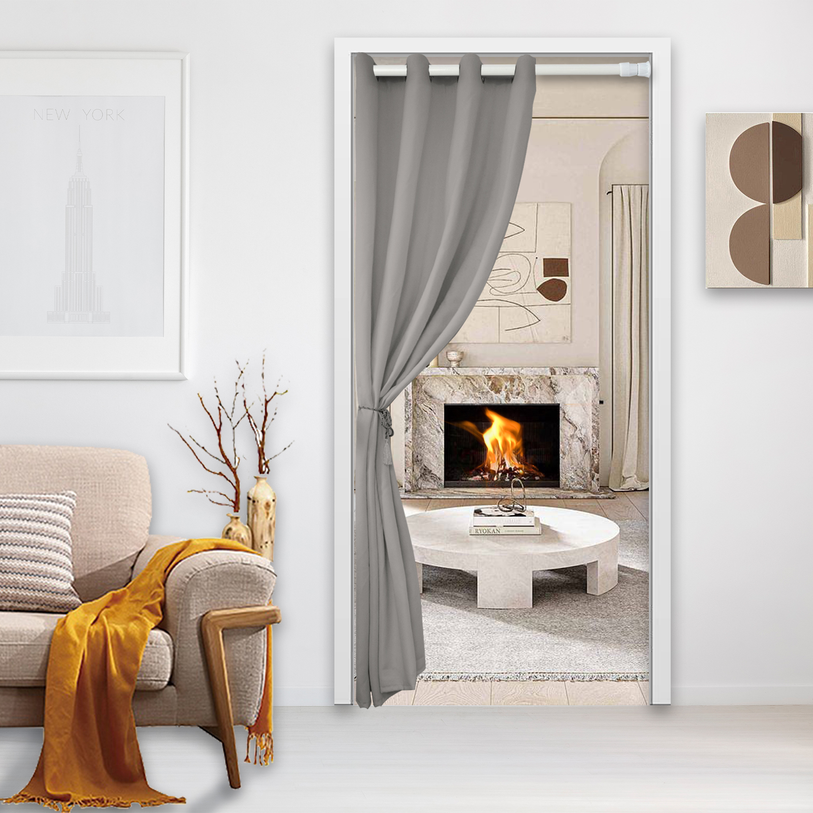 Lapalife Door Curtain for Doorway Privacy, Grommet Darkening Temporary ...