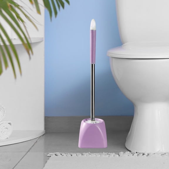 Daiosportswear 22x4.9x3.9in Stainless Steel Toilet Brush,Long Handle Soft Hair Brush,Plastic Durable Retractable Pole,with Base for Household Bathroom Cleaning