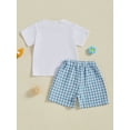 thumbnail image 5 of Baby Toddler Boy Easter Outfit Sets, 3 6 12 18 24 Months 2T 3T Short Sleeve Embroidery Rabbit T-shirt with Plaid Shorts 2-piece Clothing Set, 5 of 8