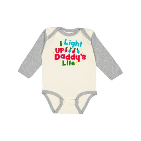 

Inktastic Christmas I Light up Daddys Life with Lights Gift Baby Boy or Baby Girl Long Sleeve Bodysuit