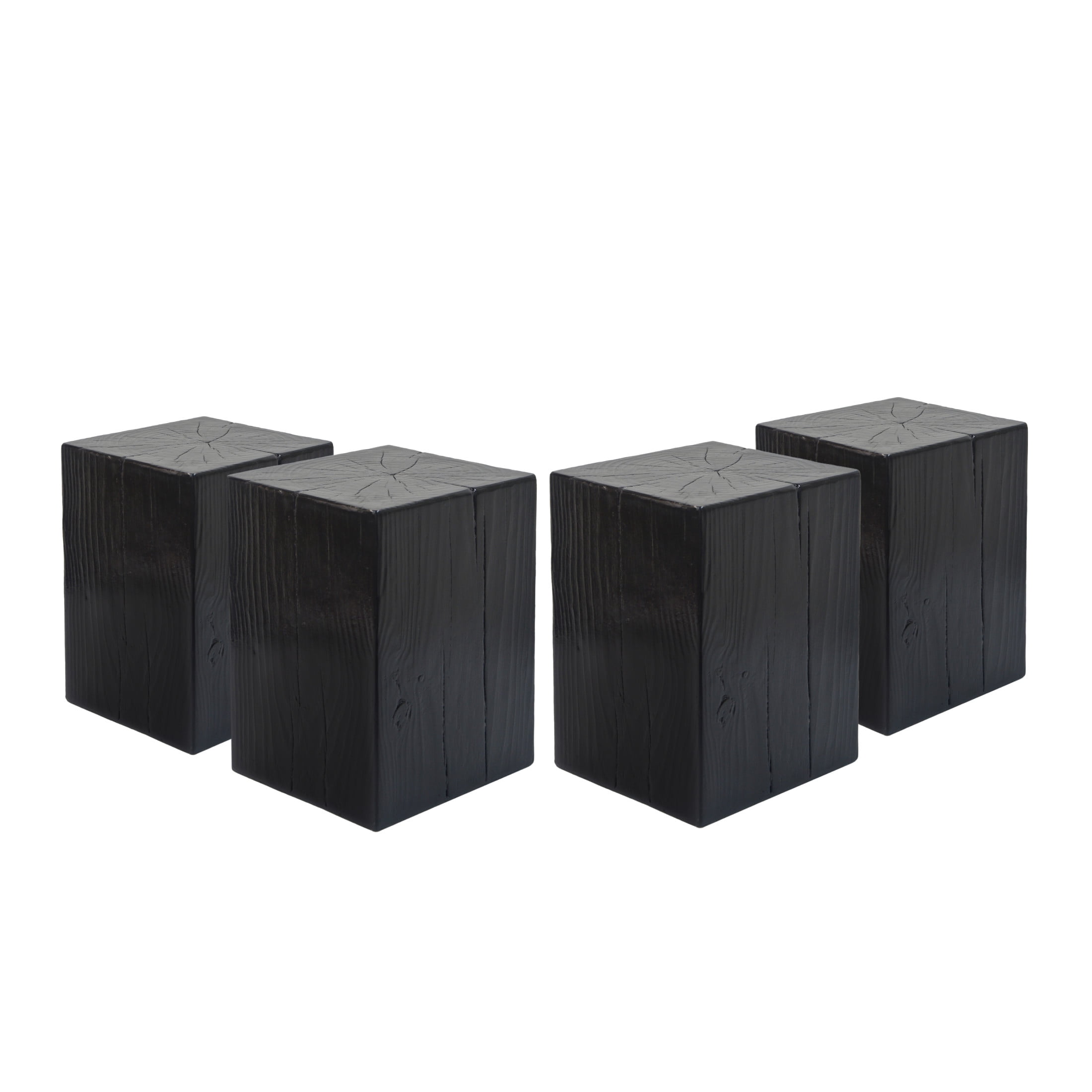 Christopher Knight Home 18" MGO End Table, Wood-Look Square Design, Indoor Outdoor Side Table, Black Finish, Set of 4