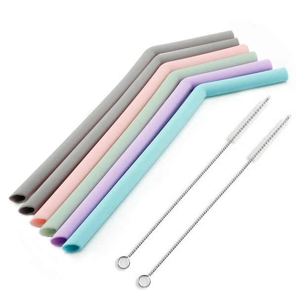 Irfora 6 piezas de pajitas de silicona reutilizables con 2 cepillos de limpieza pajitas largas y flexibles pajitas de beber multicolores sin BPA para restaurante de fiestas Irfora Pajitas de silicona