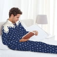 thumbnail image 6 of Lsque Vintage Blue Polka-dot Pattern Long Sleeve Pajama Set for Men - Soft 2-Piece Sleepwear and Loungewear Set with Pockets, Comfy Nightwear-Medium, 6 of 7