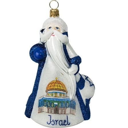Glitterazzi Israel Santa Polish Glass Christmas Ornament