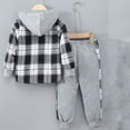 thumbnail image 6 of Toddler Boy Clothes Plaid Long Sleeve Button Down Top Hoodie Sweatshirt + Pants Sweatpant 2pcs Fall Winter Outfit Set, 6 of 7