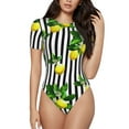 thumbnail image 1 of Fotbe Lemons on Striped Body de Mujer con Cuello Redondo y Mangas Cortas, Sin Mangas Ajustado, Suave, Cómodo y Básico-X-Large, 1 of 7