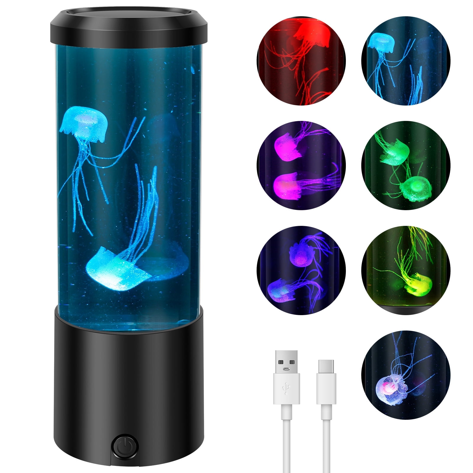 Jellyfish Lamp - UV Printed Blue Sea Turtle & Dolphin Design, 17