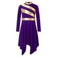 thumbnail image 2 of Sholeno Robe de Danse à Manches Longues pour Filles Robe d'Église Métallique Dorée Tunique Asymétrique Jupe en Chiffon Violet 12, 2 of 6