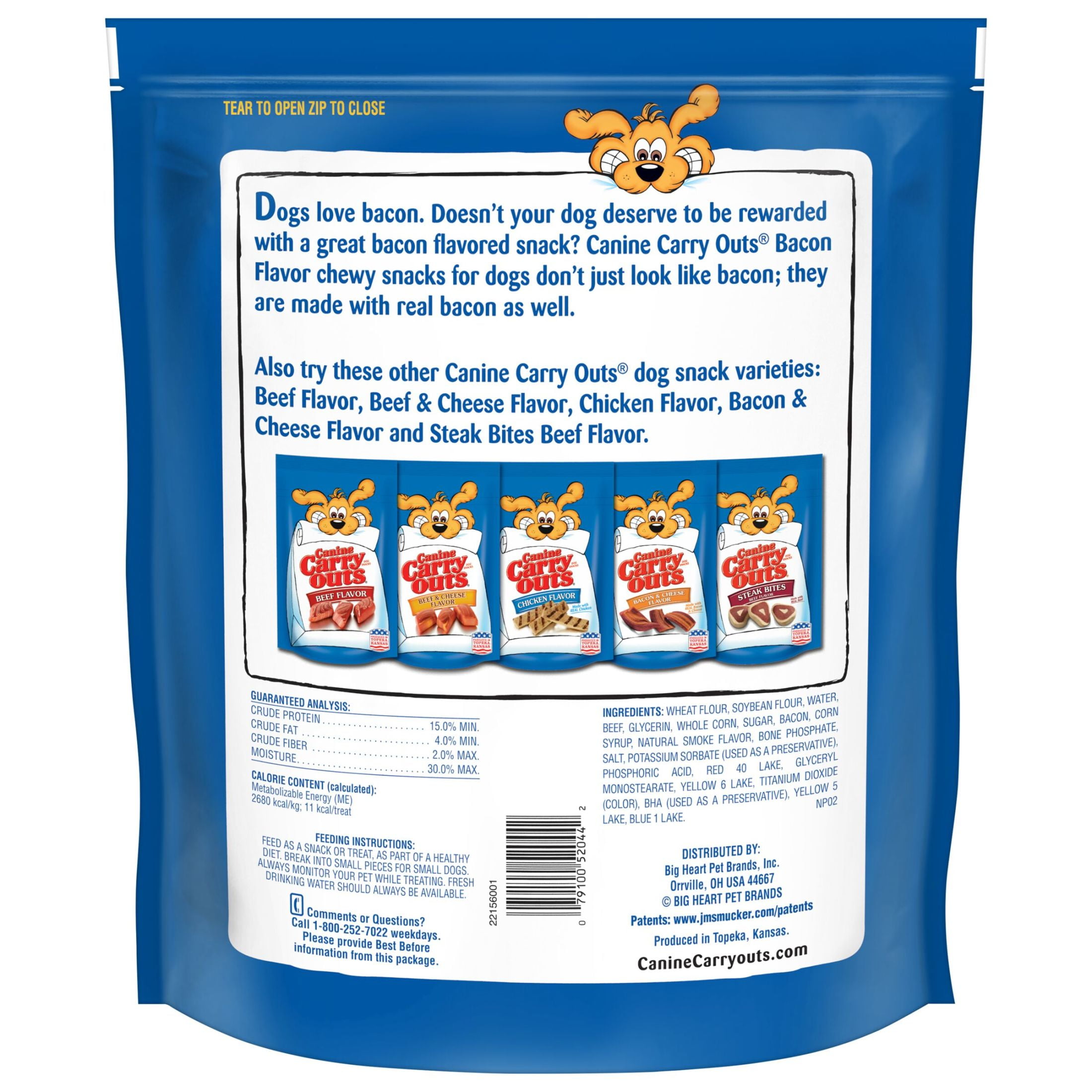 (4 pack) Canine Carry Outs Bacon Flavor Dog Treats, 47oz Bag
