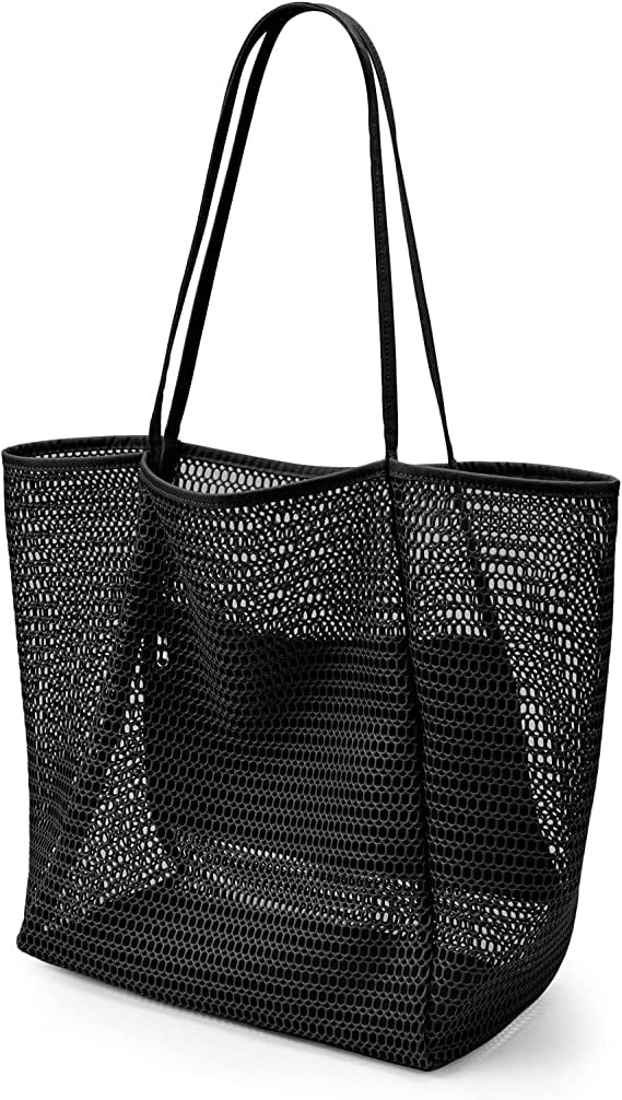 Livhil Large Beach Mesh Tote Bag, Foldable Beach Tote bag waterproof ...