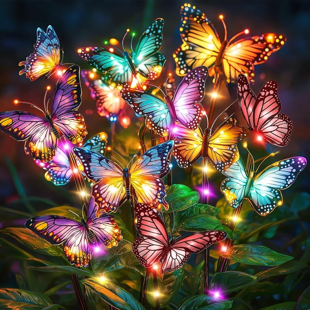 Luces solares para jardín con forma de mariposa, NFEVER, coloridas, 4 unidades