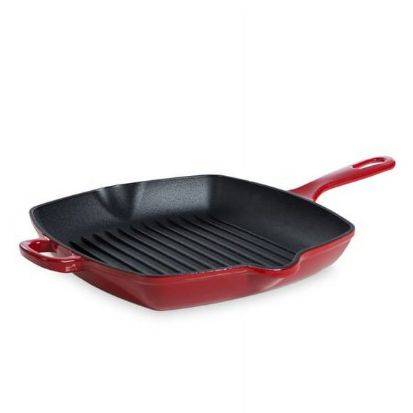Bk Bourgogne Enameled Cast Iron Induction Nonstick Grill Pan Pfas Free Dishwasher Safe Chili Red