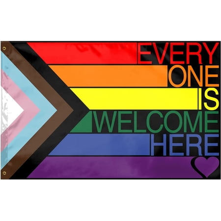 Double sided three-layer progressive pride flag 3x5 feet LGBTQ rainbow lesbian, gay, bisexual, transgender flag with brass washer, used for outdoor lawns