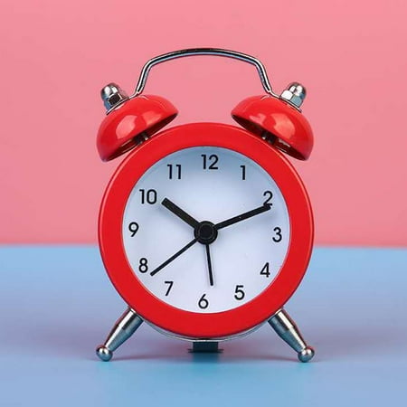 Classic Double Bell Alarm Clock Quartz Movement Bedside Nighttime Analog Clock 7*5*1.8Cm Double-Bell Alarm Clock
