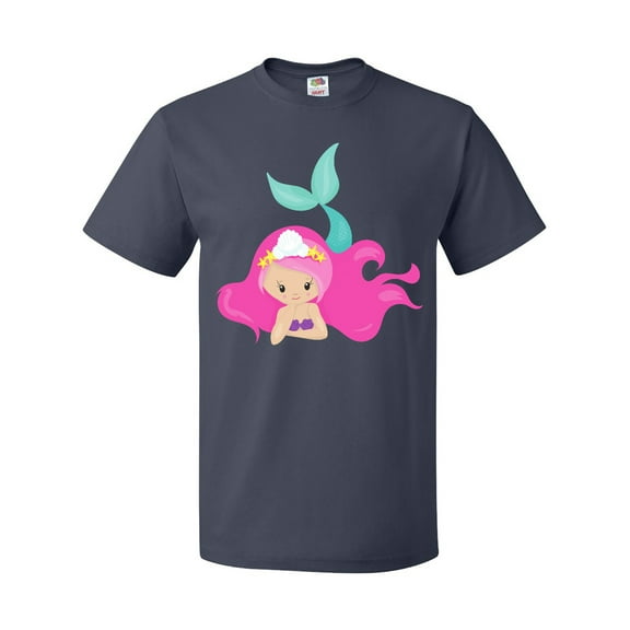 Inktastic Cute Mermaid, Pink Hair, Green Tail T-Shirt