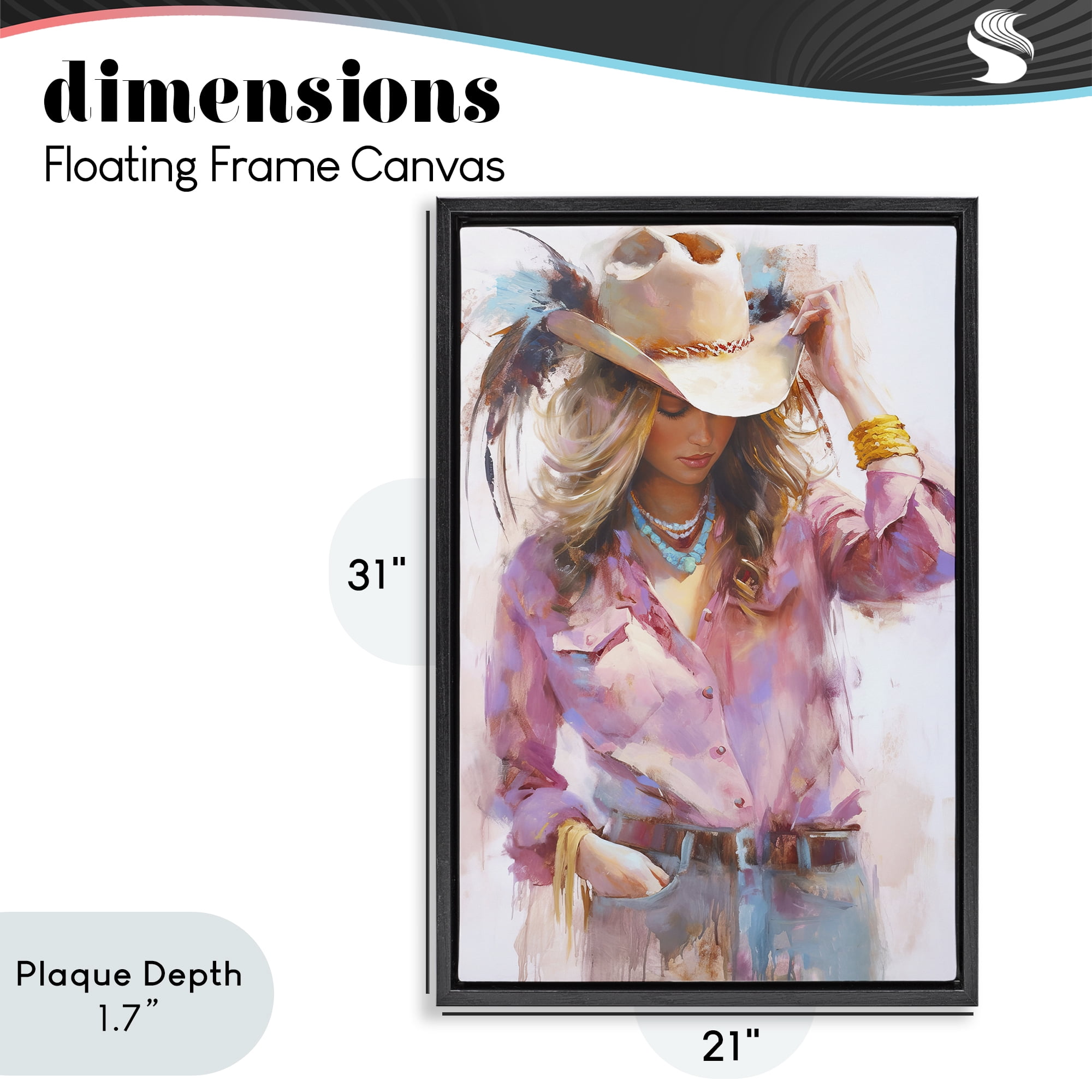 Stupell Industries Cowgirl Hat Reflections Black Framed Floater Canvas Wall Art, design by Tina LeCour