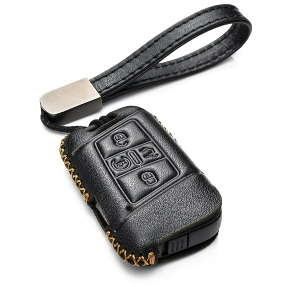 Vitodeco Genuine Leather Smart Key Fob Case Compatible with Volkswagen Atlas, Jetta, Passat, Arteon, Tiguan, Golf GTI, Golf R 2018 - 2024 (5-Button, Black)