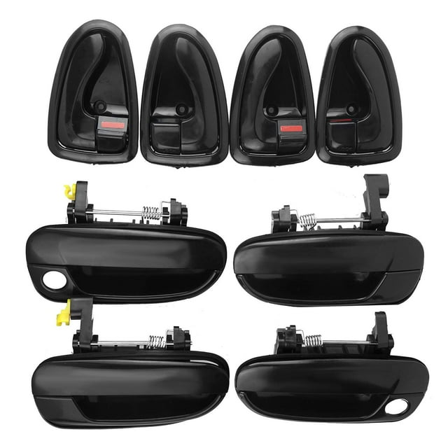 NPAUTO Door Handle for 2000 2001 2002 2003 2004 2005 Hyundai Accent, Dodge Verna Exterior Interior Front Rear Driver Passenger Side Replacement, Pack of 8, Black