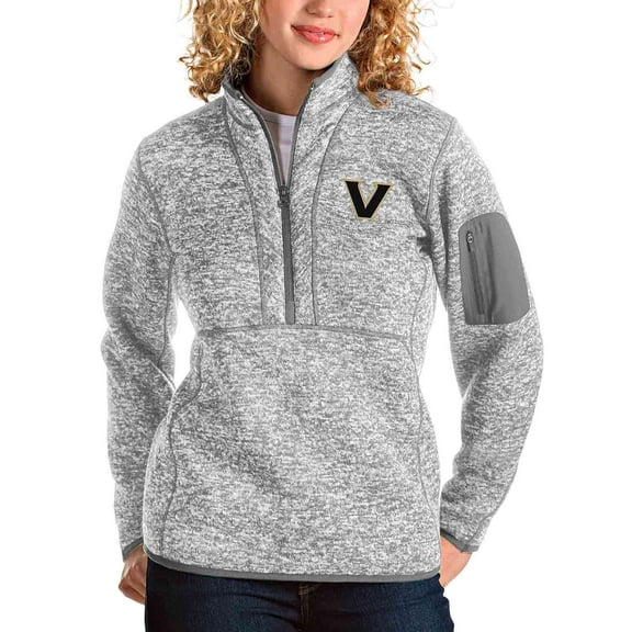 Women's Antigua Heathered Gray Vanderbilt Commodores Fortune Half-Zip Pullover Jacket