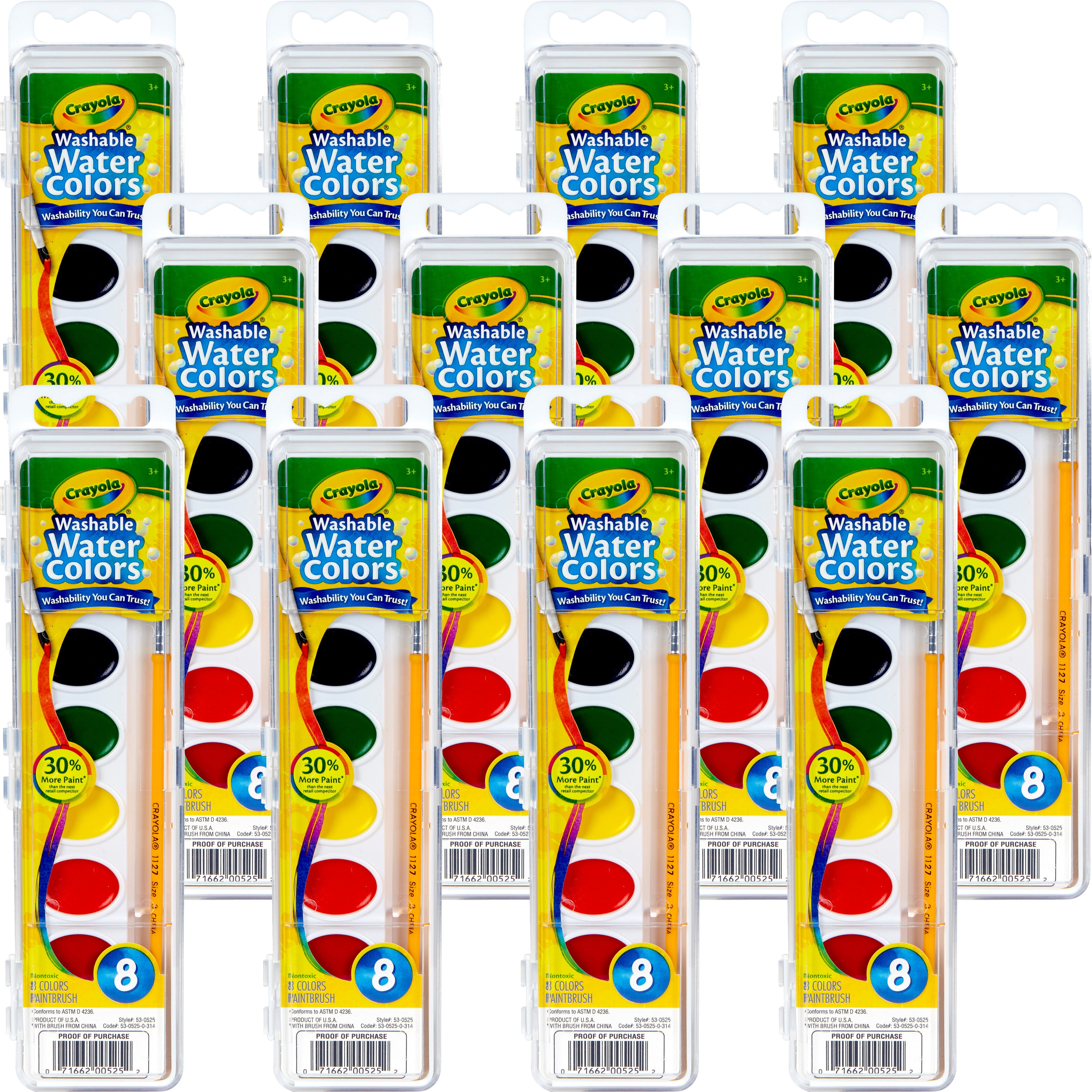 Crayola Washable Watercolors 8 Colors, Multipack Of 12