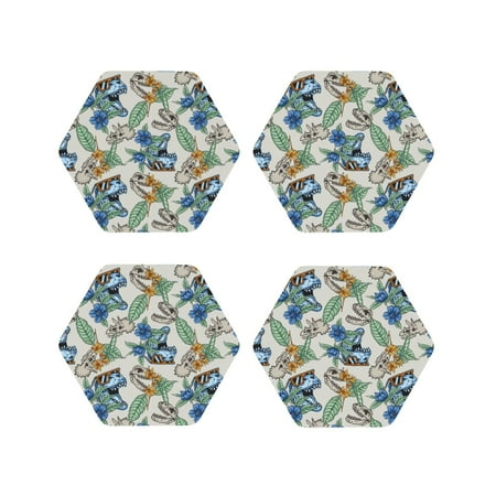 

Leather Coasters with Heat-resistant for Drinks Fun Dinosaur Head -标题2 Hexagon