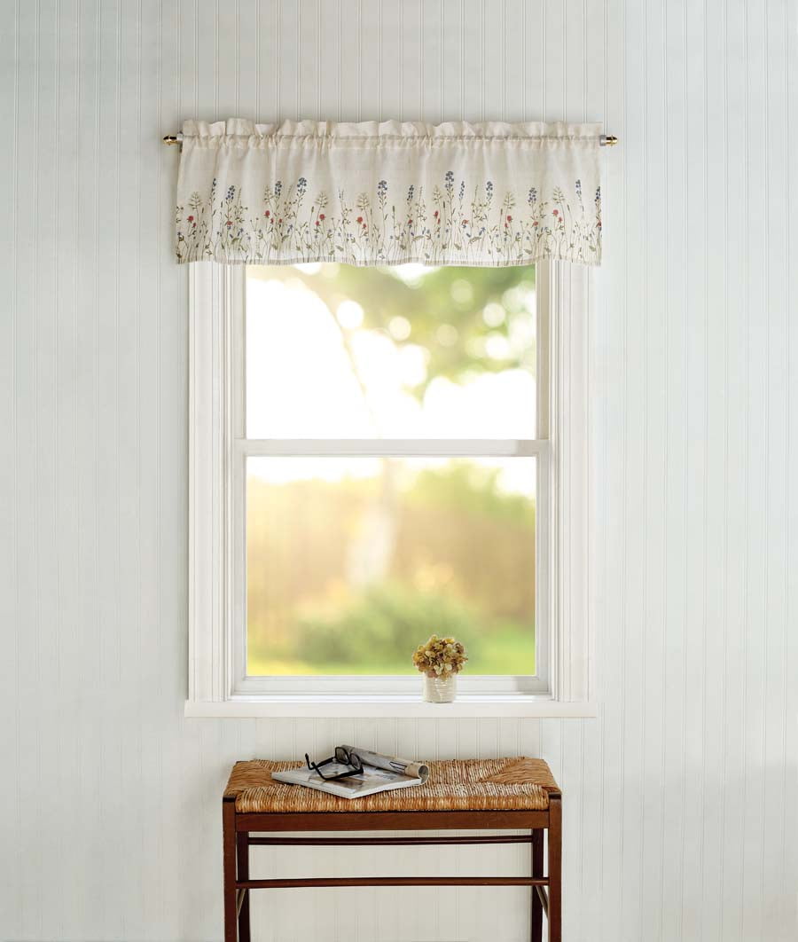 CHF Linen/Polyester Light Filtering Valances Rod Pocket, Beige/Gray, .01' x 56'