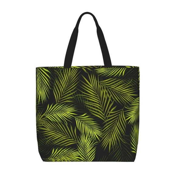 Vsdgher Tropical Palm Leaves Fern Leaf print Tote Bag for Women Shoulder Bag with Zipper Large Shoulder Bag Handle Handbag Portable Washable for Travel, Work