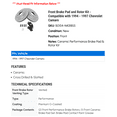 thumbnail image 2 of Front Brake Pad and Rotor Kit - Compatible with 1994 - 1997 Chevy Camaro 1995 1996, 2 of 2