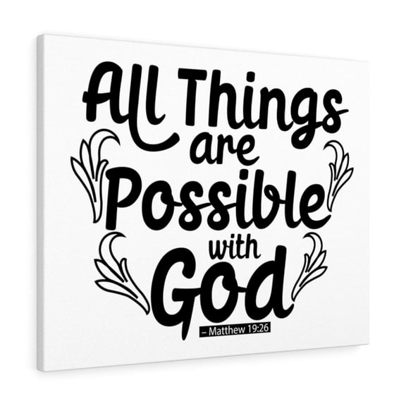 Scripture Walls Possible With God Matthew 19:26 Bible Verse Canvas Christian Wall Art Ready to Hang Unframed