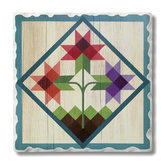 Thirstystone "Tulip Trio" Quilt Design Single Tumbled Tile Coaster