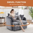 thumbnail image 3 of LITVZ Oversized Swivel Accent Chair with Ottoman Set, Upholstered 360° Swivel Barrel Chair and A half with Ottoman, Extra Wide Seat Lounge for Living Room, Reading, Bedrooms, 3 of 10