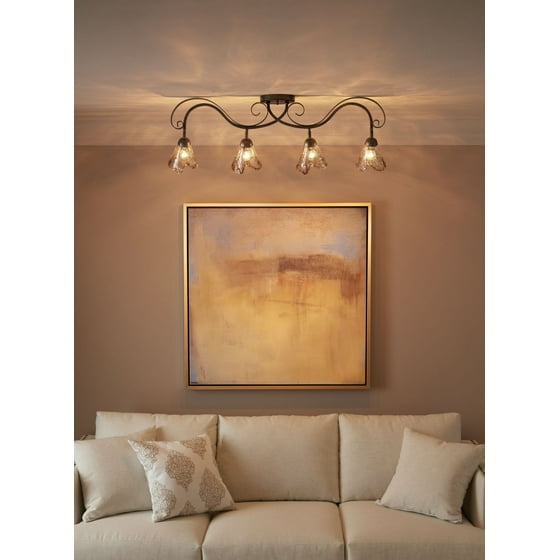 Pro Track Organic Amber Glass 4 Light Ceiling Fixture