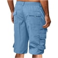 thumbnail image 6 of Resicozy Cargo Shorts Men Baggy Casual Summer Knee Length Bermuda Short Elastic Waist Big and Tall Multi Pockets Hiking Pants Sky Blue 2XL, 6 of 7