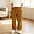 thumbnail image 4 of WhouRiu Boys Casual Jogger Pants Solid Color Drawstring Waist Baggy Wide Leg Sweatpants Kids Autumn Comfortable Trousers With Pockets,11-12 Years, 4 of 8