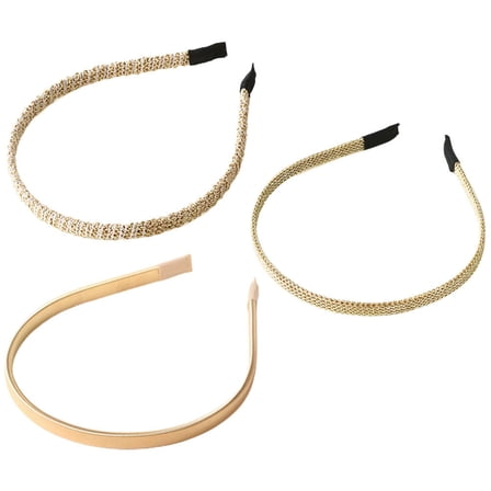 Eease Golden Metal Headbands for Women - 3pcs