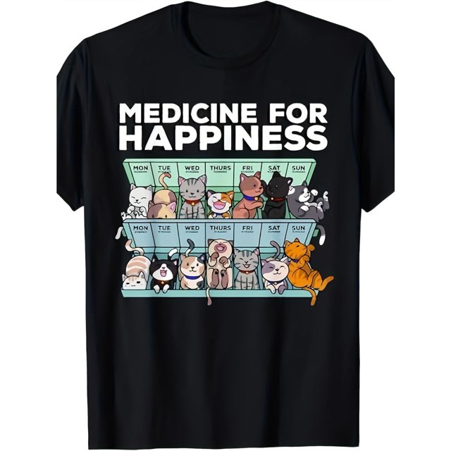 Mi medicina para la felicidad llamada Gatos Todos los días Camiseta de gatito