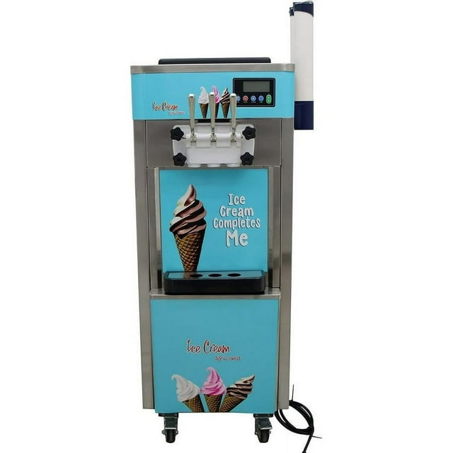 Machine à Crème Glacée Molle Commerciale 3 Saveurs Machine à Cornets de Crème Glacée Molle Écran LCD 20-30 L/h