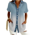 thumbnail image 3 of Sentmoon Chemise en Denim pour Femmes Décontractée à Manches Courtes, Col à Revers, Boutonnée, Coupe Ample, Couleur Dégradée, Extensible, Mode Plage pour Femmes, Douce et Confortable, P-2TG, 3 of 6