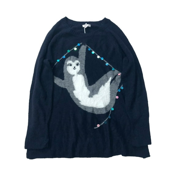 Lauren Conrad Womens Blue Sparkle Sloth Pull-Over Tunic Sweater XX-Large