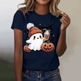 thumbnail image 2 of Summer Tops for Women Casual Print Short Sleeve Tee Comfortable Stylish T Shirts for Women Navy M, 2 of 4