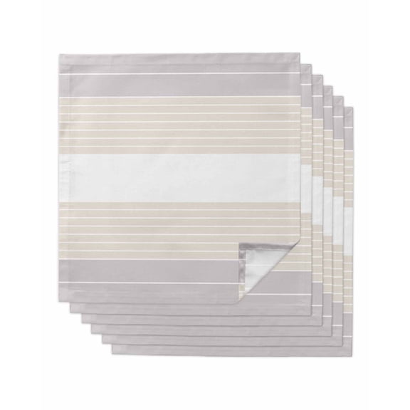 Hokiten Kitchen Dinner Napkins Set of 6 Gray Beige Stripe Cloth Napkins Reusable Washable Table Napkins for Weddings Cocktail Parties Holiday Table Decor 20x20 Inch