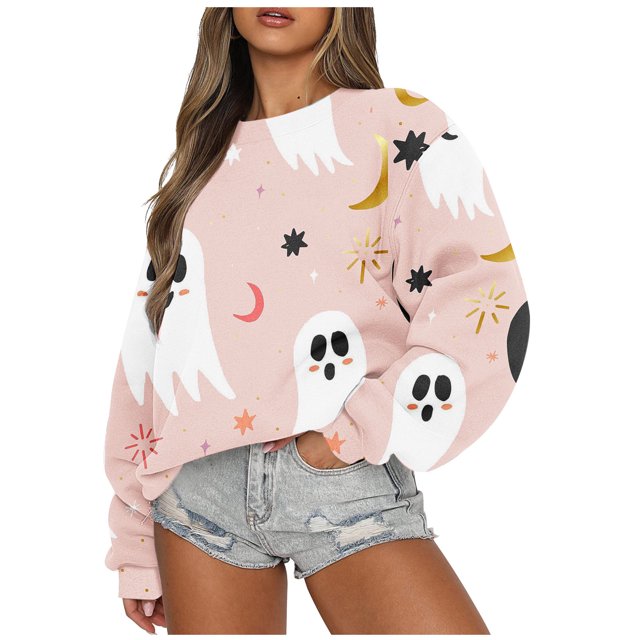 ICHUANYI Liquidación Moda Mujer Casual Manga Larga Cuello Redondo Impreso Señoras Sudadera Tops Blusa ICHUANYI WER202308171749