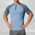thumbnail image 2 of Jinhomg Mens Athletic Tee Shirts Big and Tall Comfy Quarter Zip Shirts Muscle Fit Raglan Sleeve Crew Neck Workout Tops Quick Dry Gym Sportswear Lighten Deals of The Day Blue XXXL, 2 of 8