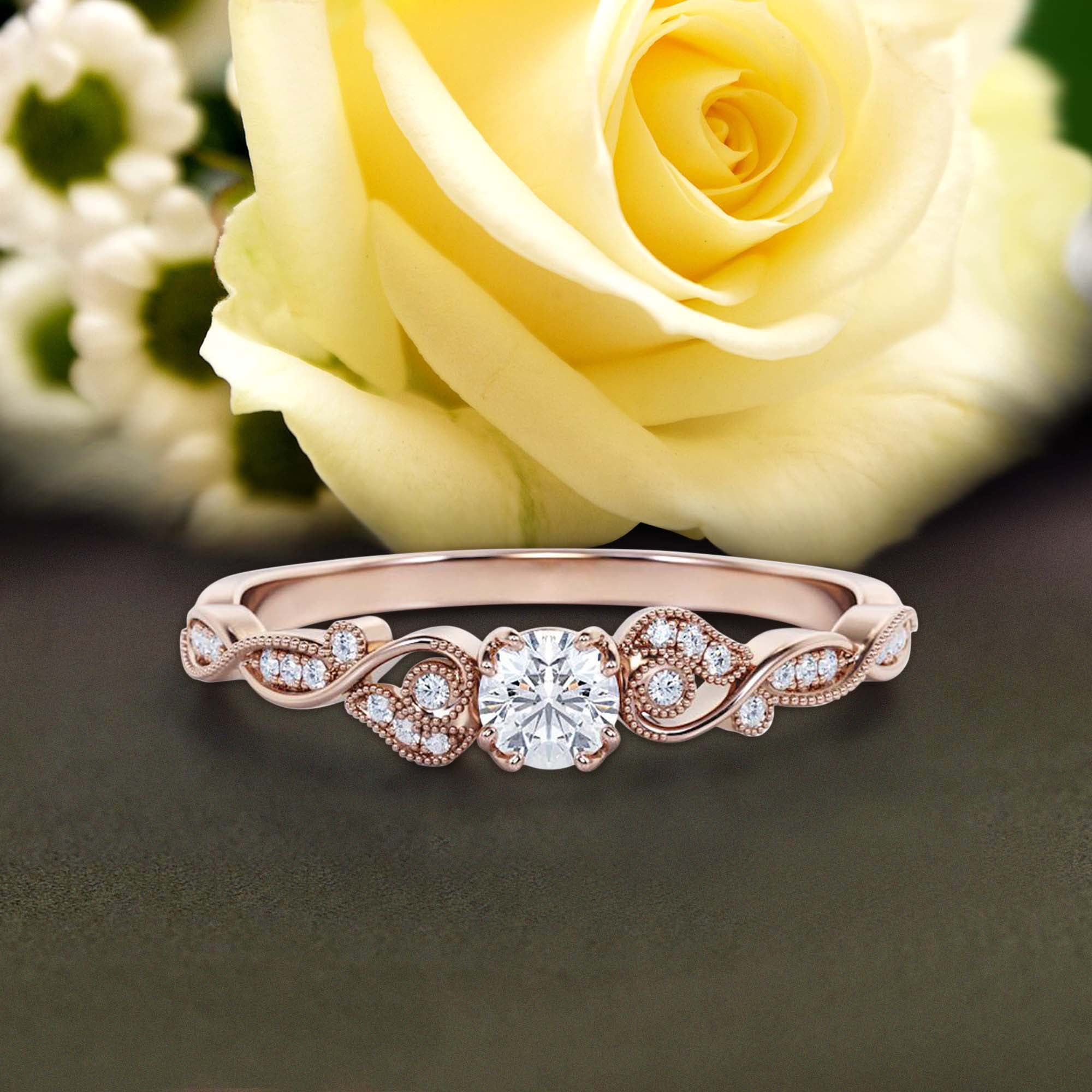 Bague de Fiançailles Vintage Look Boho hippie Carat Diamant