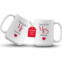 GIFAMI Wedding Gift, Engagement Bridal Shower Personalized Gifts Mug for Couples, Couples Coffee Mug (One Lucky and Soon To Be, 11oz. Pink Accent Mug)