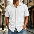 thumbnail image 2 of hotojiny Men's Cargo Shirt Short Sleeve Casual Lightweight Work Tops Button down Shirt Beach Vacation Summer Outfit with Pockets, 2 of 7